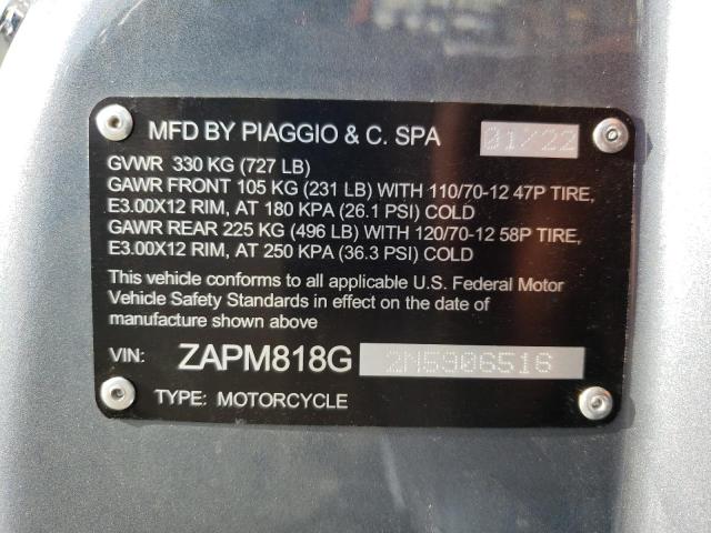 2022 VESPA PRIMAVERA - ZAPM818G2N5906516