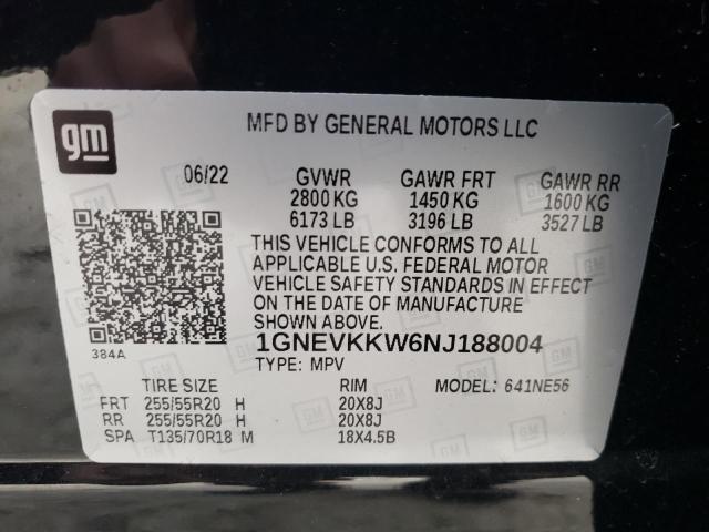 2022 CHEVROLET TRAVERSE P - 1GNEVKKW6NJ188004