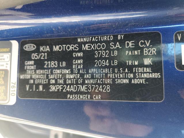 3KPF24AD7ME372428 | 2021 KIA FORTE FE