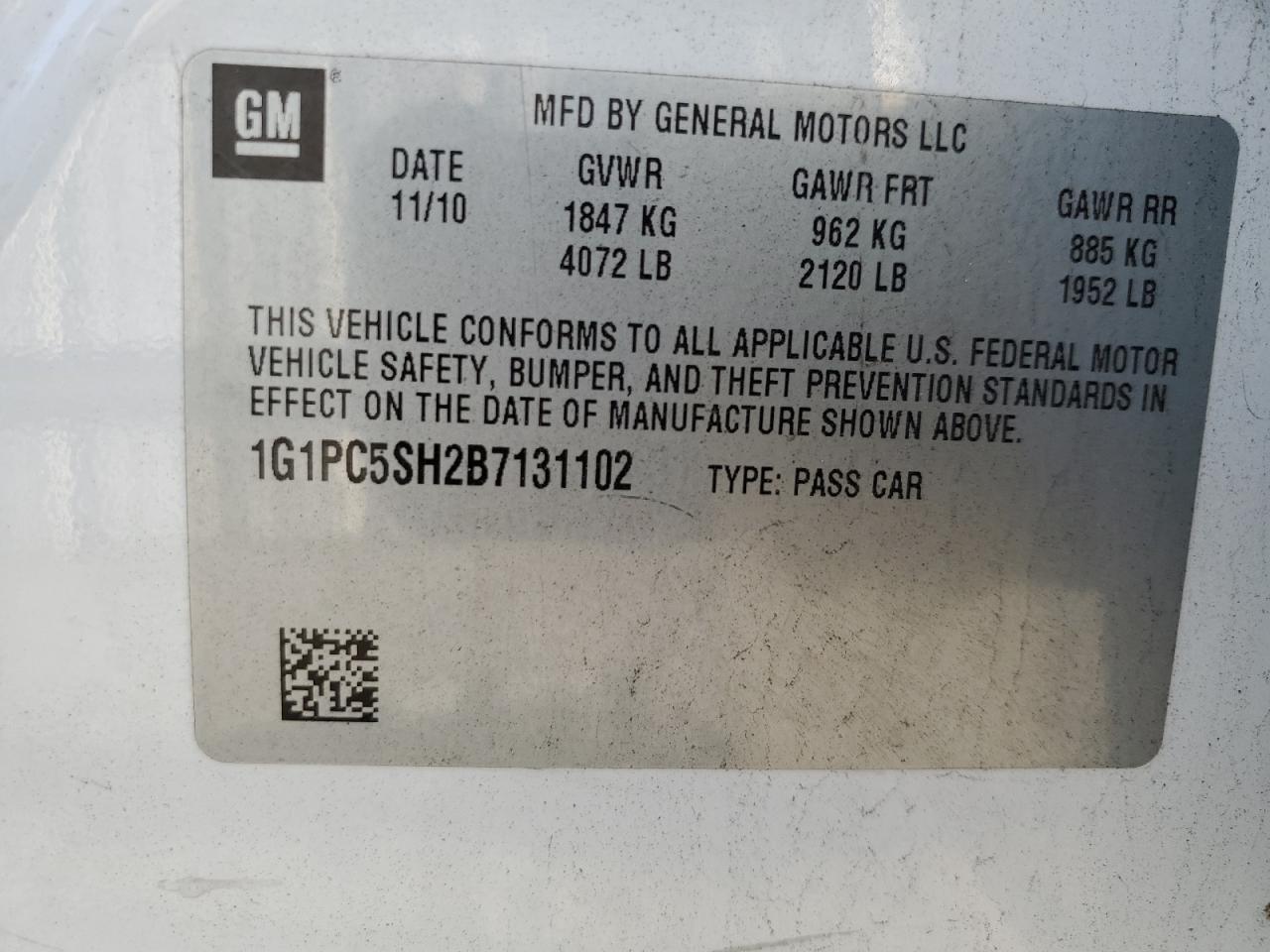 2011 CHEVROLET CRUZE LS - 1G1PC5SH2B7131102