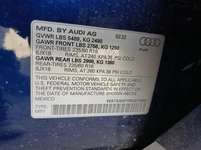 2022 AUDI Q5 PREMIUM - WA1GAAFY8N2074562