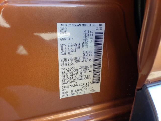 2016 NISSAN MURANO S 5N1AZ2MG3GN110126
