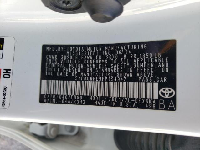 2015 TOYOTA COROLLA L - 5YFBURHE9FP194947