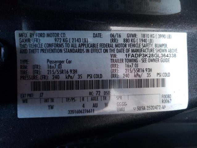 2016 FORD FOCUS SE 1FADP3K28GL364338