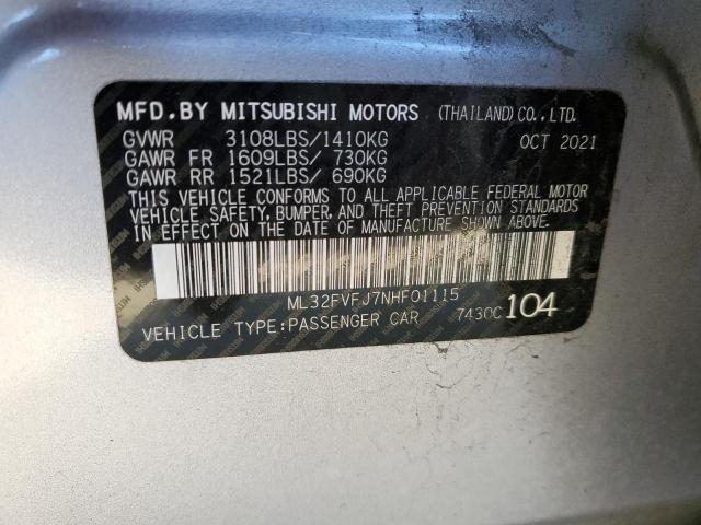 2022 MITSUBISHI MIRAGE G4 - ML32FVFJ7NHF01115