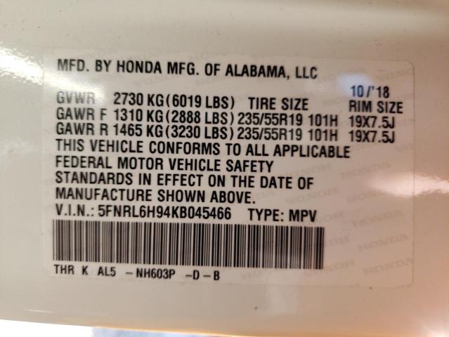 2019 HONDA ODYSSEY EL - 5FNRL6H94KB045466
