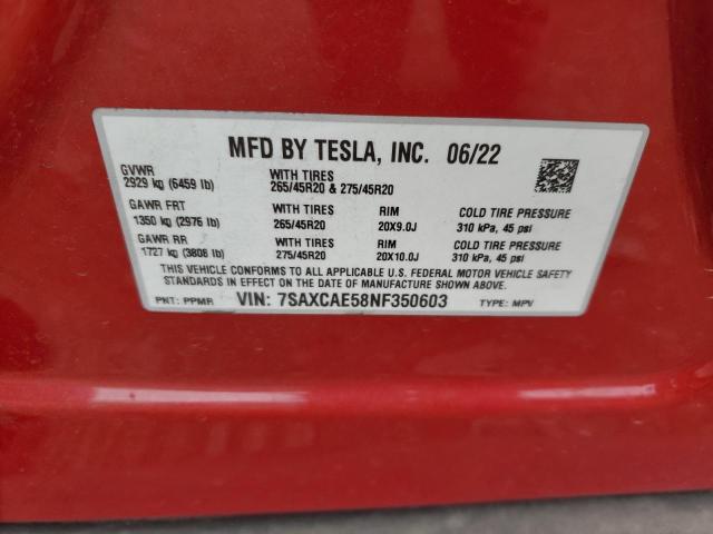 7SAXCAE58NF350603 Tesla MODEL X