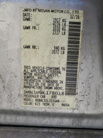 2017 NISSAN ALTIMA SV - 1N4AL3AP6HC178018