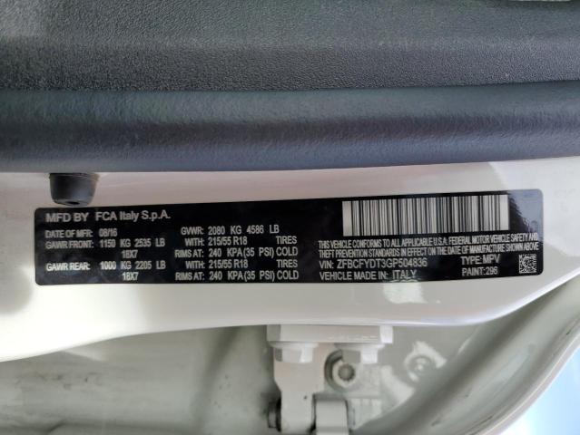 2016 FIAT 500X LOUNG ZFBCFYDT3GP504836