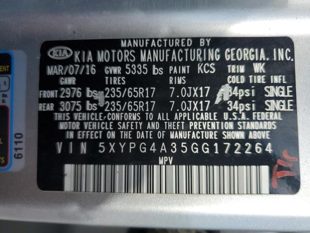 5XYPG4A35GG172264 KIA SORENTO LX