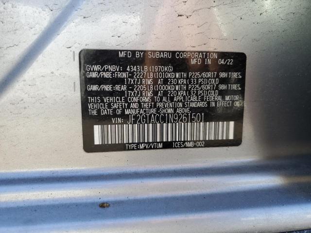 JF2GTACC1N9261501 Subaru Crosstrek Premium