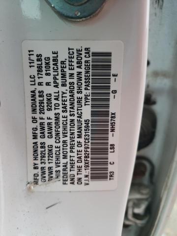 2012 HONDA CIVIC EXL - 19XFB2F97CE315945