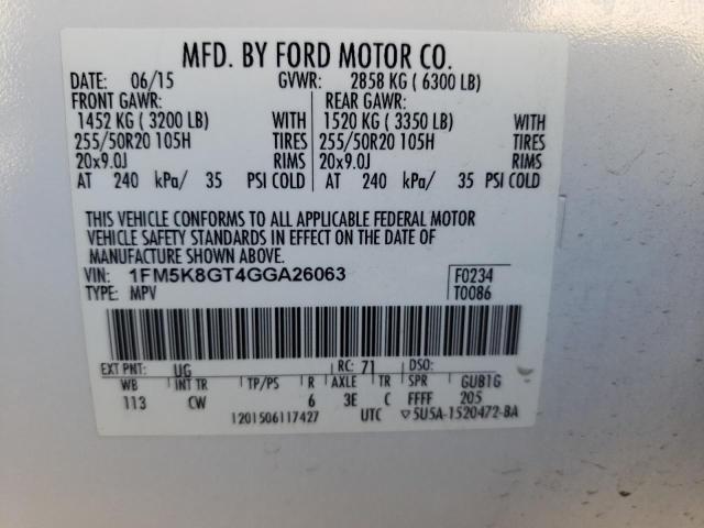 1FM5K8GT4GGA26063 Ford EXPLORER SPORT