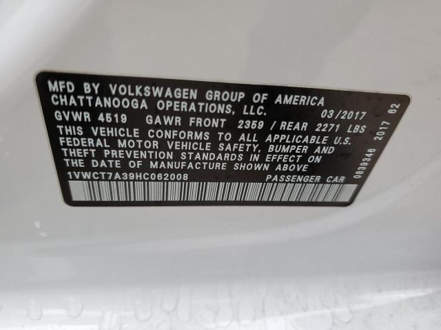 2017 VOLKSWAGEN PASSAT SEL - 1VWCT7A39HC062008