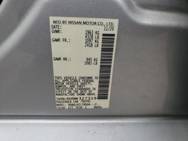 2021 NISSAN ALTIMA SV - 1N4BL4DV6MN327319