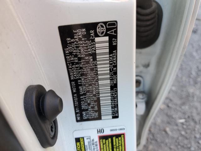 2019 TOYOTA COROLLA L 2T1BURHE7KC170236