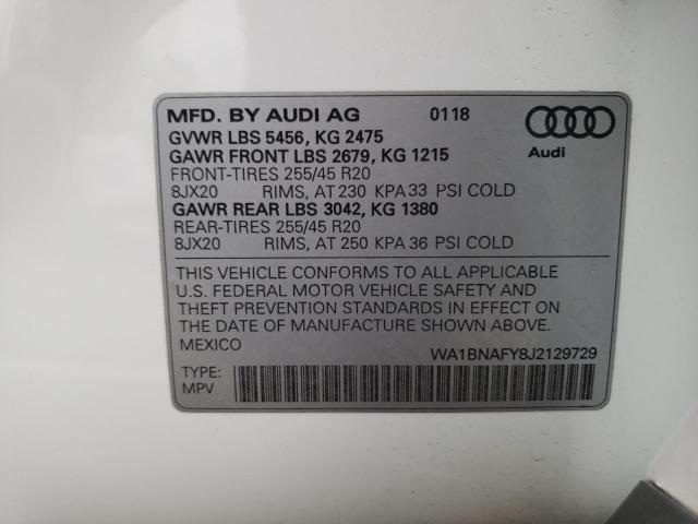 2018 AUDI Q5 PREMIUM WA1BNAFY8J2129729
