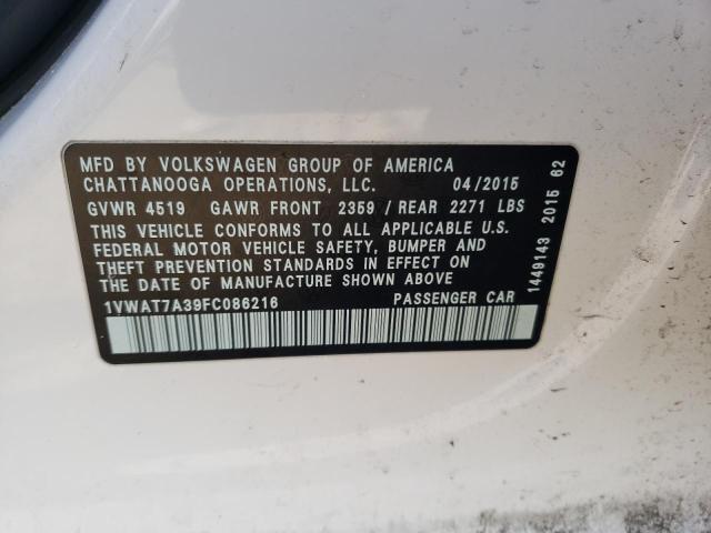 2015 VOLKSWAGEN PASSAT S - 1VWAT7A39FC086216