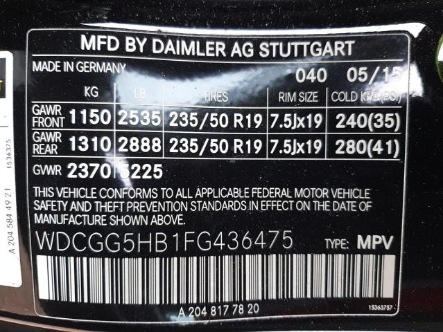 2015 MERCEDES-BENZ GLK 350 - WDCGG5HB1FG436475
