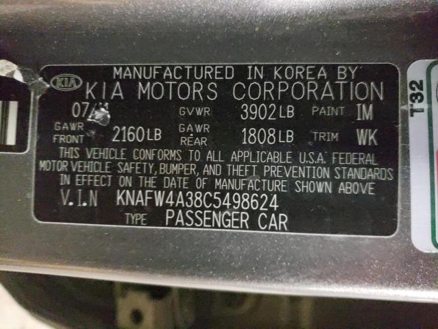 KNAFW4A38C5498624 KIA FORTE SX