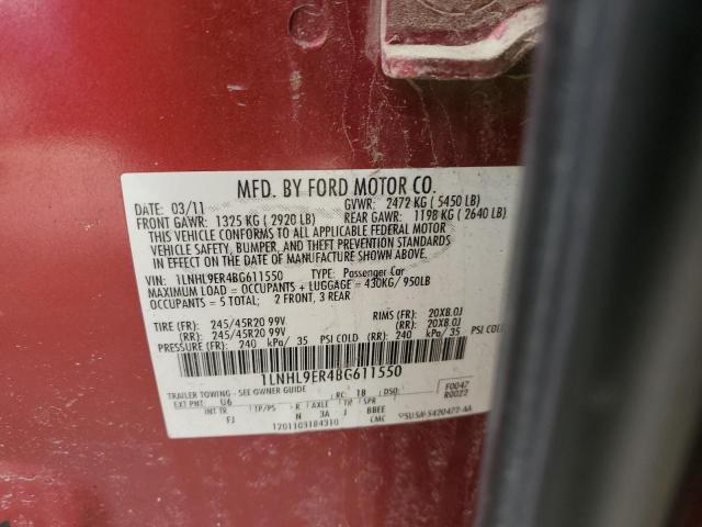 1LNHL9ER4BG611550 Lincoln MKS