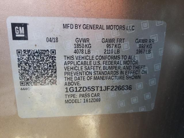 2018 CHEVROLET MALIBU LT 1G1ZD5ST1JF226636