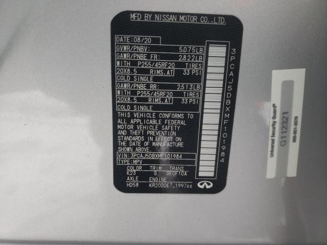 2021 INFINITI QX50 SENSO 3PCAJ5DBXMF101984