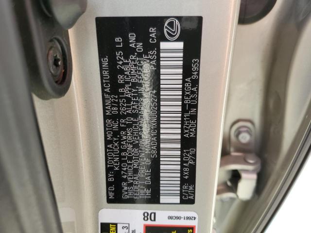 2022 LEXUS ES 300H BA 58ADA1C1XNU025274