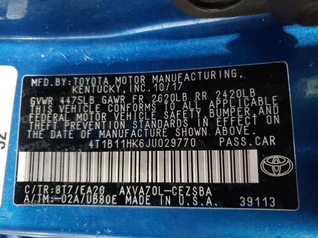 2018 TOYOTA CAMRY L - 4T1B11HK6JU029770