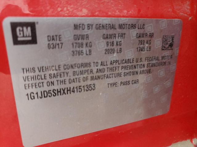 2017 CHEVROLET SONIC LT - 1G1JD5SHXH4151353