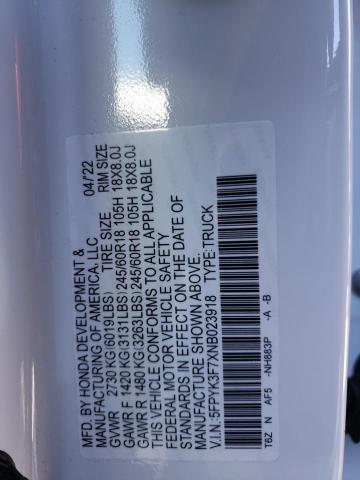 2022 HONDA RIDGELINE - 5FPYK3F7XNB023918