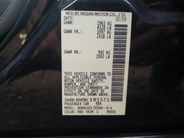 2019 NISSAN ALTIMA SV - 1N4BL4DV0KC195571
