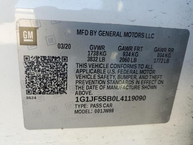 2020 CHEVROLET SONIC PREM - 1G1JF5SB0L4119090