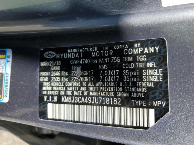 KM8J3CA49JU718182 Hyundai TUCSON SEL