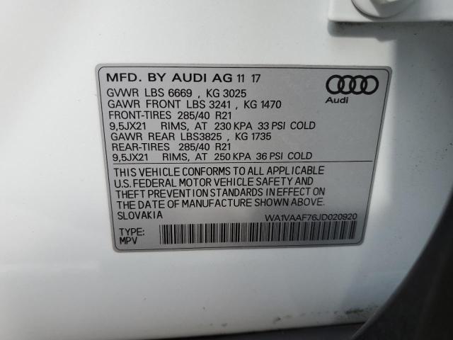 VIN WA1VAAF76JD020920 2018 Audi Q7, Prestige no.12