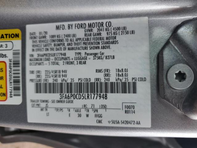 2020 FORD FUSION SEL - 3FA6P0CD5LR177948