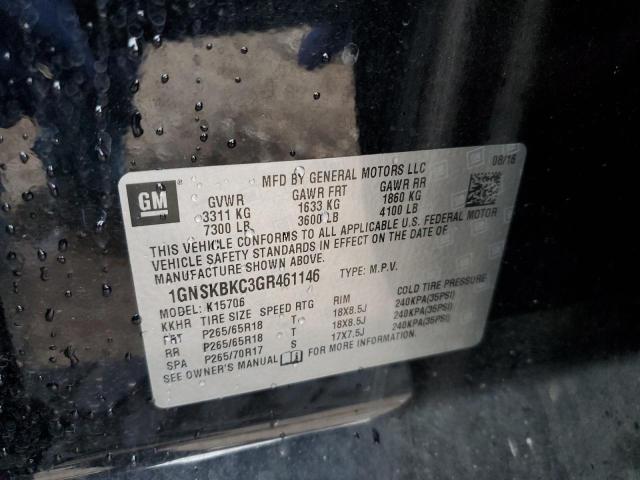 2016 CHEVROLET TAHOE K150 - 1GNSKBKC3GR461146