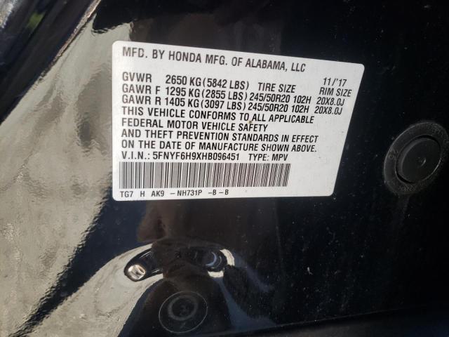 2017 HONDA PILOT TOUR - 5FNYF6H9XHB096451