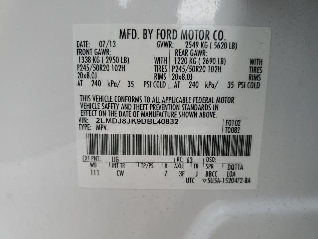 2LMDJ8JK9DBL40832 Lincoln MKX
