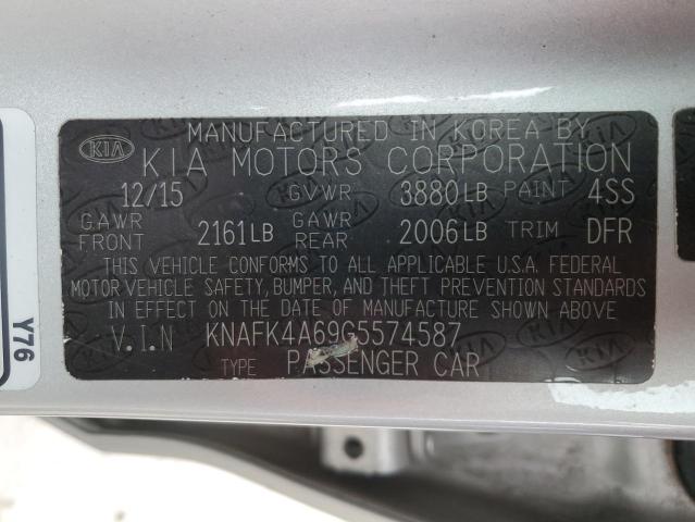 KNAFK4A69G5574587 KIA FORTE LX