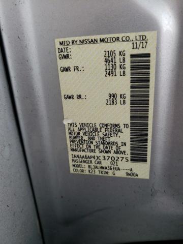 2018 NISSAN MAXIMA 3.5 - 1N4AA6AP4JC370275