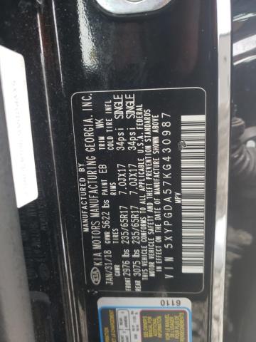 5XYPGDA57KG430987 KIA SORENTO LX
