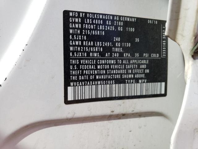 2017 VOLKSWAGEN TIGUAN S - WVGAV7AX4HW501665