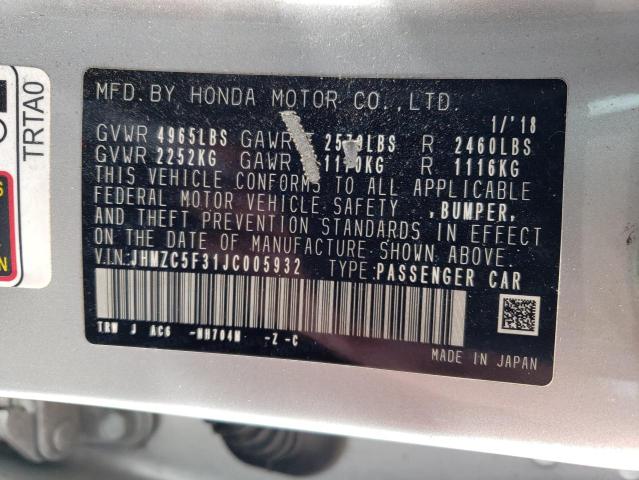 2018 HONDA CLARITY TO - JHMZC5F31JC005932