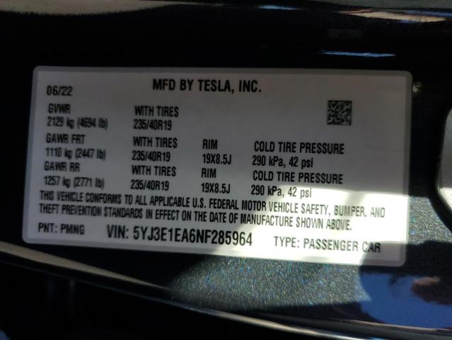 5YJ3E1EA6NF285964 Tesla Model 3  12