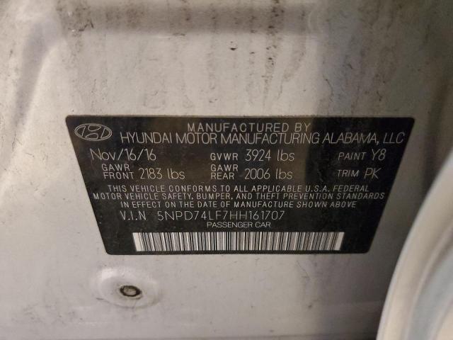2017 HYUNDAI ELANTRA SE 5NPD74LF7HH161707