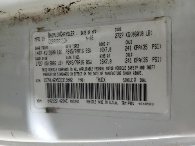 1D7HL42X53S319002 Dodge Dakota