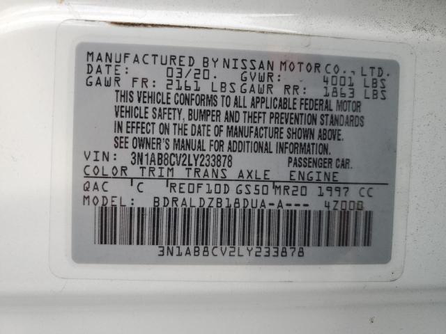3N1AB8CV2LY233878 Nissan SENTRA SV