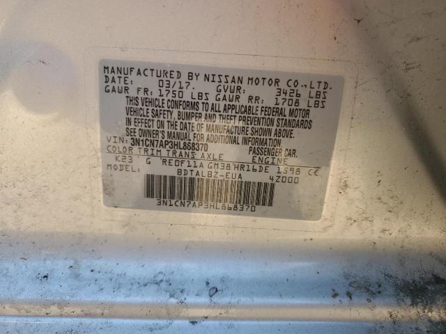 3N1CN7AP3HL868370 Nissan VERSA S