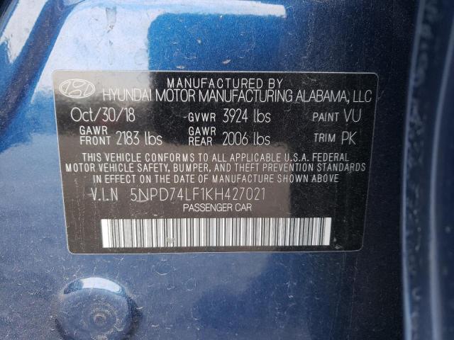 5NPD74LF1KH427021 Hyundai ELANTRA SE